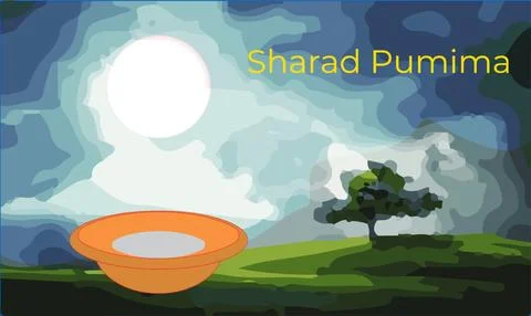 Sharad Punima background with couple dancing dandiya Stock Illustration