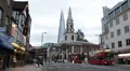 Shard London Bridge Tower Skyscraper Double-Decker Passing Busy Traffic Old City HD Footage