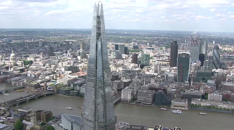 The Shard London South Aerial View Stock Footage