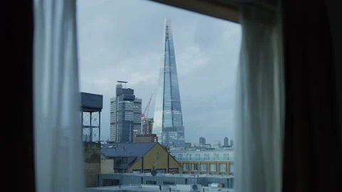 The Shard seen from a window Video stock 217140147