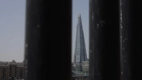The Shard Through Rails Stock Footage 243914281