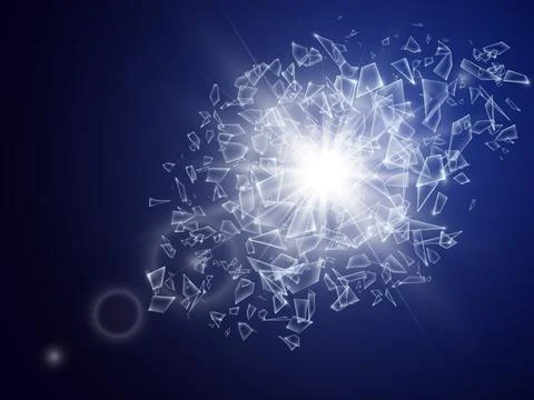 Shards of broken glass. Abstract explosion. Vector illustration. Illustrazione stock