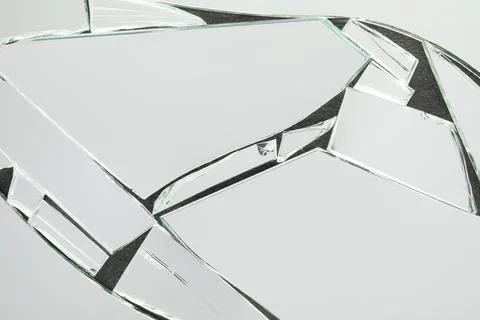 Shards of broken mirror on dark background, top view Foto stock