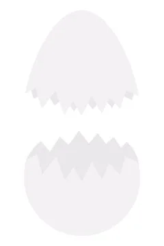 Shards of egg shells. Two shells from a white chicken egg. Stock Illustration