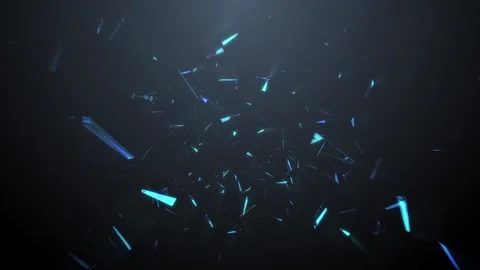 Shards of glass fall in 3d space Stock Footage 107086280