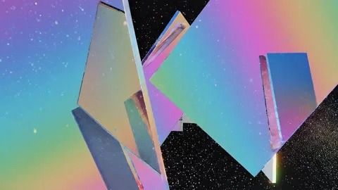 Shards Iridescent Vertical Glass Panels Sliding Stock-Footage 331704161