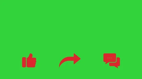 Like share and comment on a green chroma key background  Stock Footage 339810866