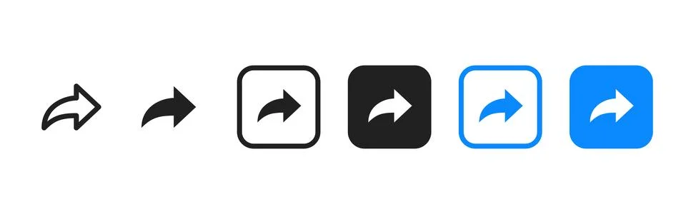 Share arrow icon. Curved forward arrow symbol in outline and solid styles v.. Stock Illustration