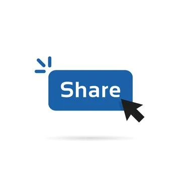 Share blue button with cursor arrow Stock Illustration