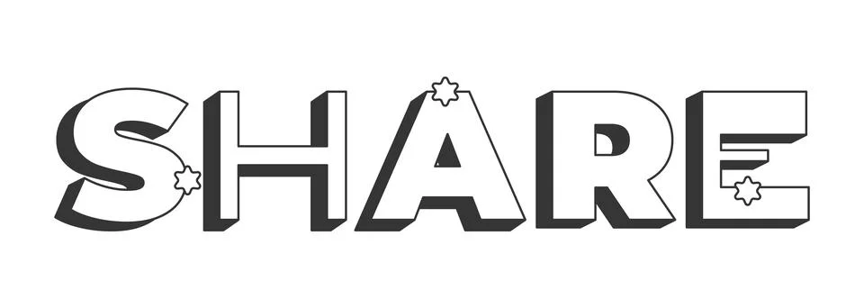 Share bold black and white 3D text Stock Illustration