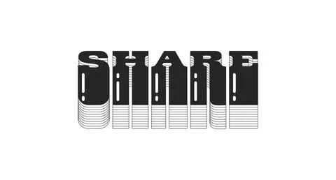 Share bold black viral internet button typography Stock Illustration