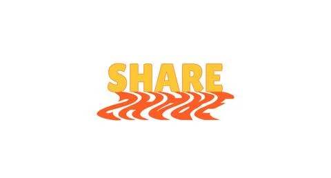 Share bold internet button with wavy orange shadow Stock Illustration