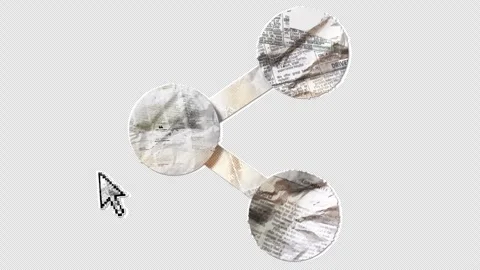 Share Button being clicked - Collage paper cutout Video stock 306127035