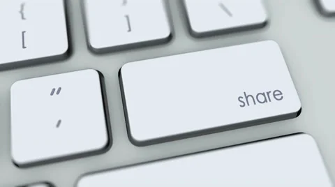 Share button on computer keyboard. Key is pressed, click for HD Stock Footage 35646885