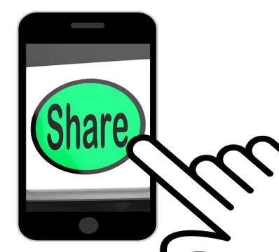Share button displays sharing webpage or picture online Stock Illustration
