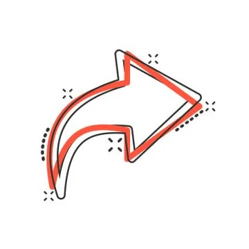 Share button icon in comic style. Arrow cartoon sign vector illustration on w 스톡 일러스트