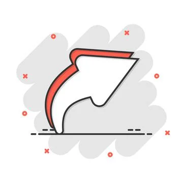Share button icon in comic style. Arrow cartoon sign vector illustration on w Stock Illustration