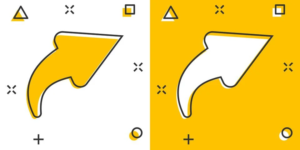 Share button icon in comic style. Arrow cartoon sign vector illustration on w Stock Illustration