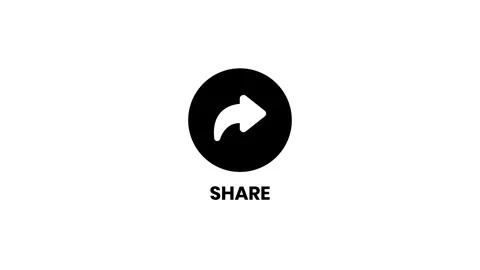 Share button with text reveal animation isolated on white background Stock Footage 345554846