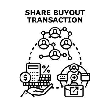 Share buyout transaction concept vector illustration Stock Illustration