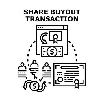 Share buyout transaction process illustration, financial acquisition concept Stock Illustration