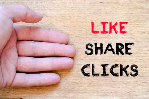 Like share clicks text concept Stock Photos