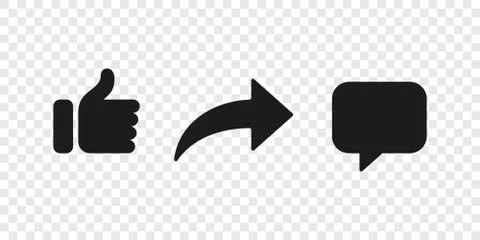Share like comment icon button social notification Stock Illustration