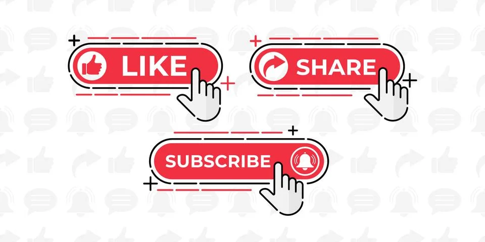 Like, Share, Comment, Subscribe and share icon button vector illustration. Se Ilustração Stock