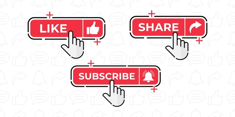 Like, Share, Comment, Subscribe and share icon button vector illustration. Se Stock Illustration