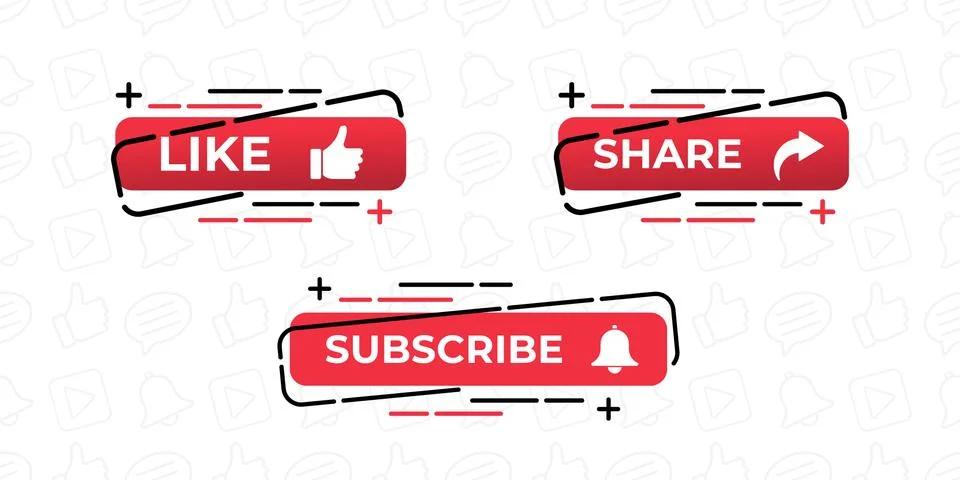 Like, Share, Comment, Subscribe and share icon button vector illustration. Se Stock Illustration