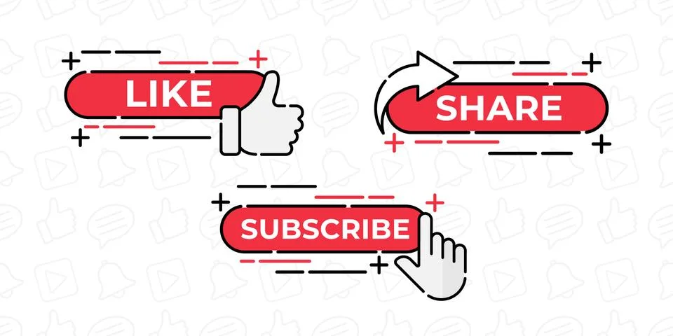Like, Share, Comment, Subscribe and share icon button vector illustration. Se Stock Illustration