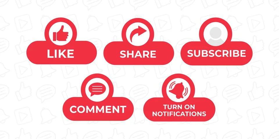 Like, Share, Comment, Subscribe and share icon button vector illustration. Se Stock Illustration