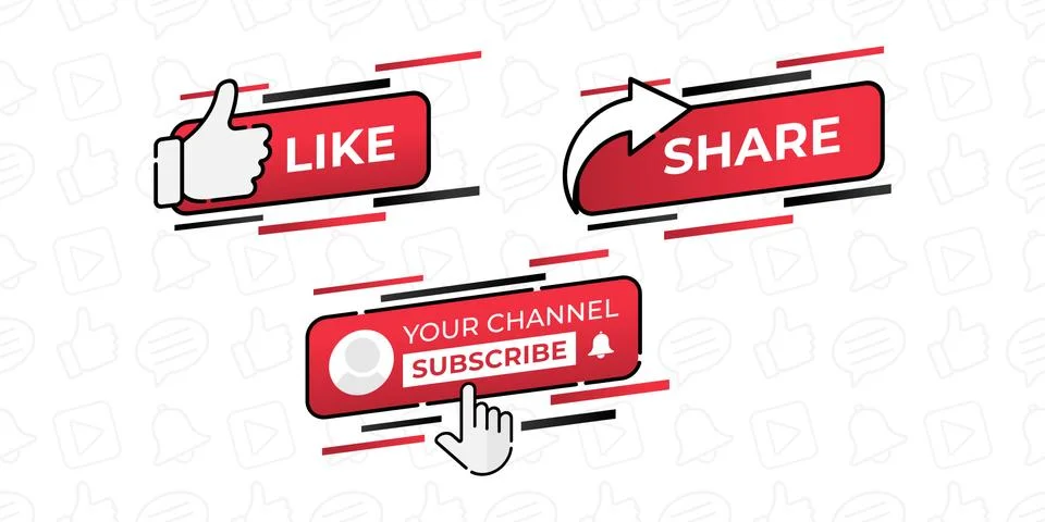 Like, Share, Comment, Subscribe and share icon button vector illustration. Se Stock Illustration
