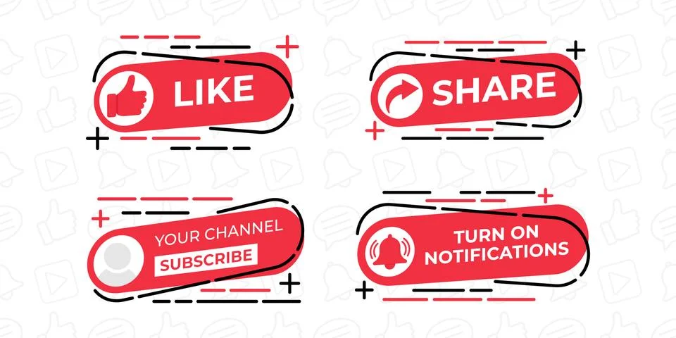 Like, Share, Comment, Subscribe and share icon button vector illustration. Se Stock-Illustration