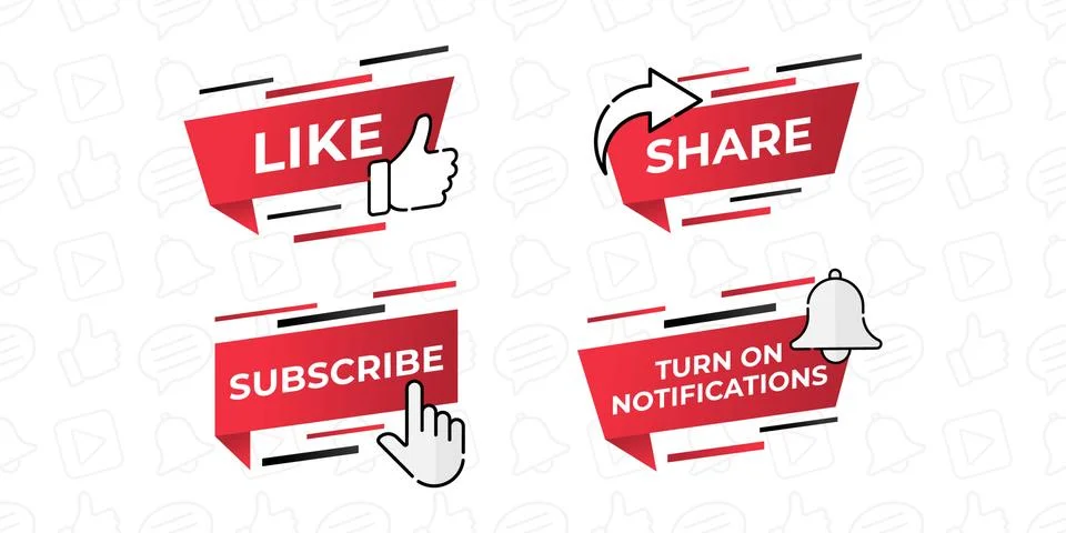 Like, Share, Comment, Subscribe and share icon button vector illustration. Se Stock-Illustration