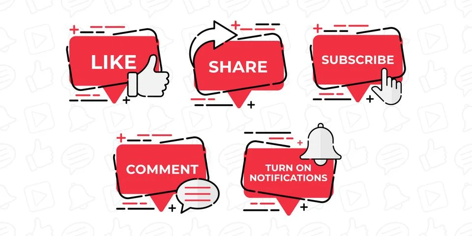 Like, Share, Comment, Subscribe and share icon button vector illustration. Se Stock Illustration