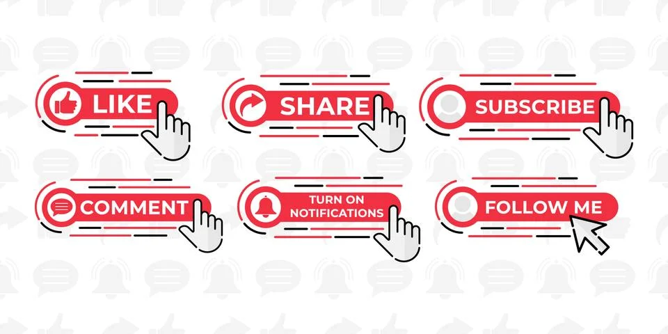 Like, Share, Comment, Subscribe and share icon button vector illustration. Se Stock Illustration