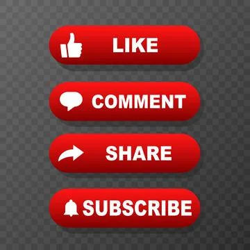 Like, share, comment, subscribe and share button icon Vector illustration. Stock Illustration