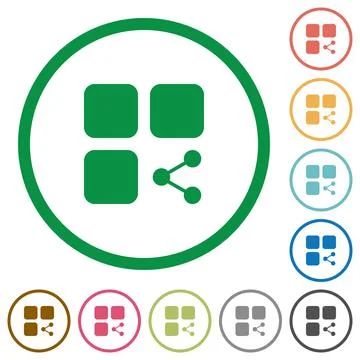 Share component flat icons with outlines Stock Illustration