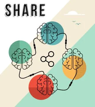 Share concept with connected human brains design Stock Illustration