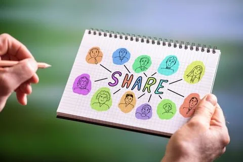 Share concept on a notepad Stock-Fotos