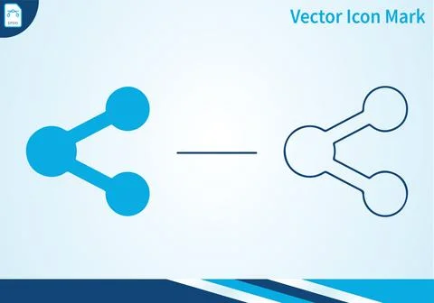 Share connection icon design in solid and outline versions. Stock Illustration