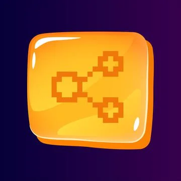 Share content glossy ui button with pixelated icon Stock Illustration