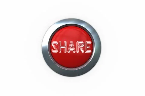 Share on digitally generated red push button Stock Illustration