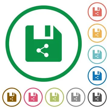 Share file flat icons with outlines Illustrazione stock