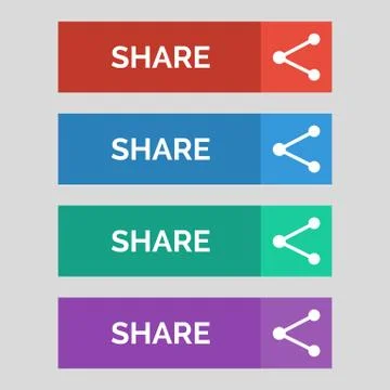 Share flat buttons on grey background. Stock Illustration