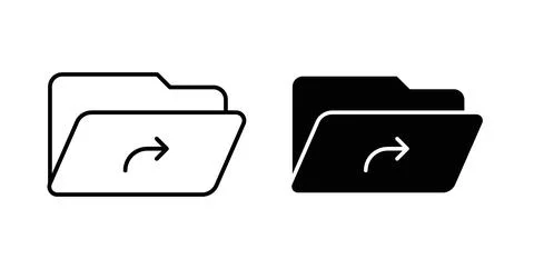 Share folder line icon in black and white. vector icon pack for websites Illustrazione stock