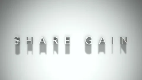 Share gain 3D title animation with shadows on a white background Stock Footage 297456897