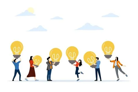 Share good ideas, share knowledge collaboration, generate business ideas. Stock Illustration