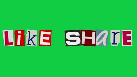 Like share graphic paper cut Stop Motion, magazine collage, ransom note sty.. Stock Footage 336700251